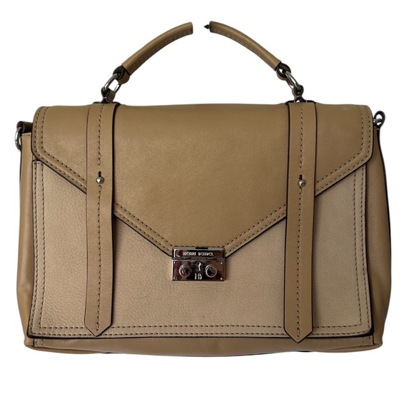 Henri Bendel Cambria Tan Leather Messenger Bag with Crossbody Strap Excellent - Picture 1 of 12